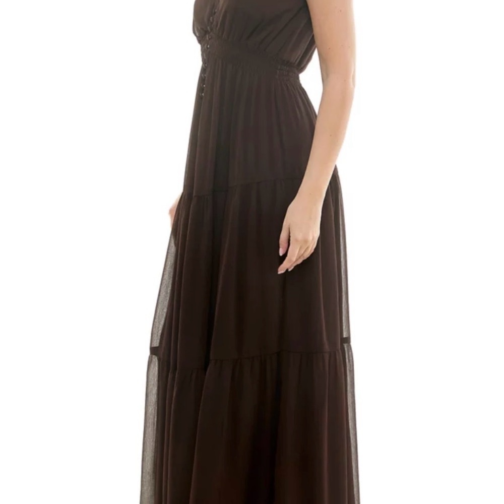 Taylor Elegant Dark Brown Long Sleeve Dress